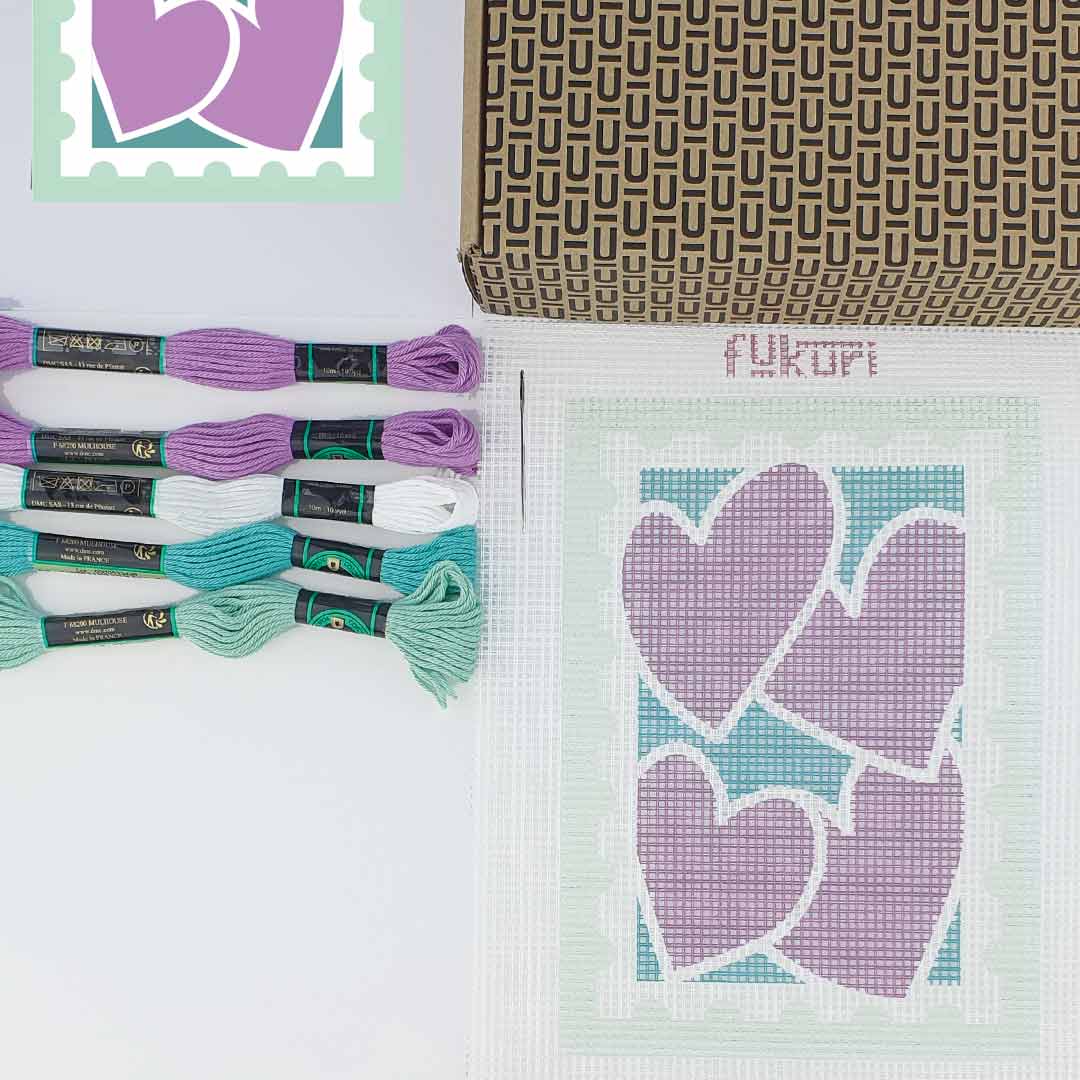 Cross stitch kit Heart Stamp - Fukuri