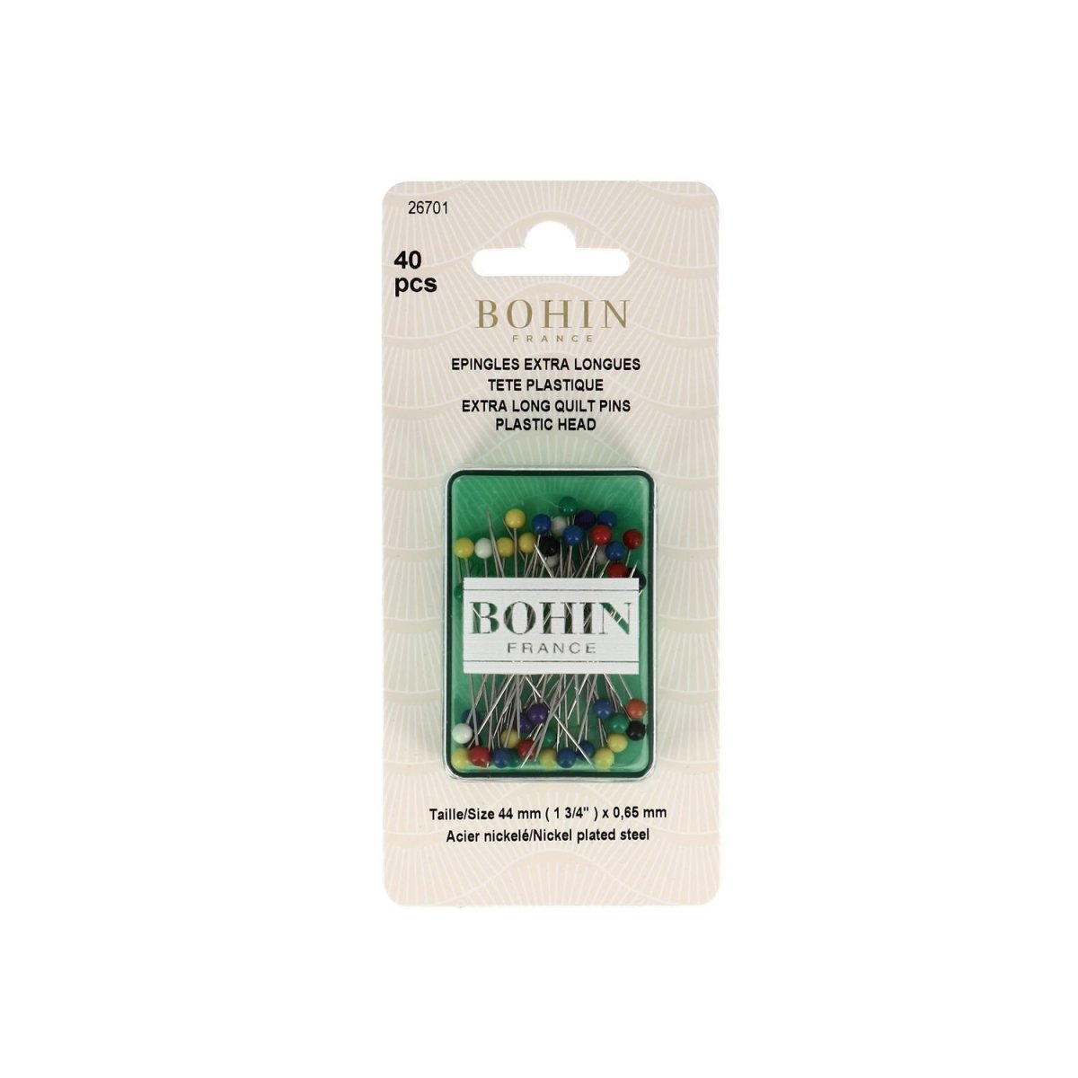 Epingles à tête plastique "ronde" 44 mm assortiment x 40 - Image 2