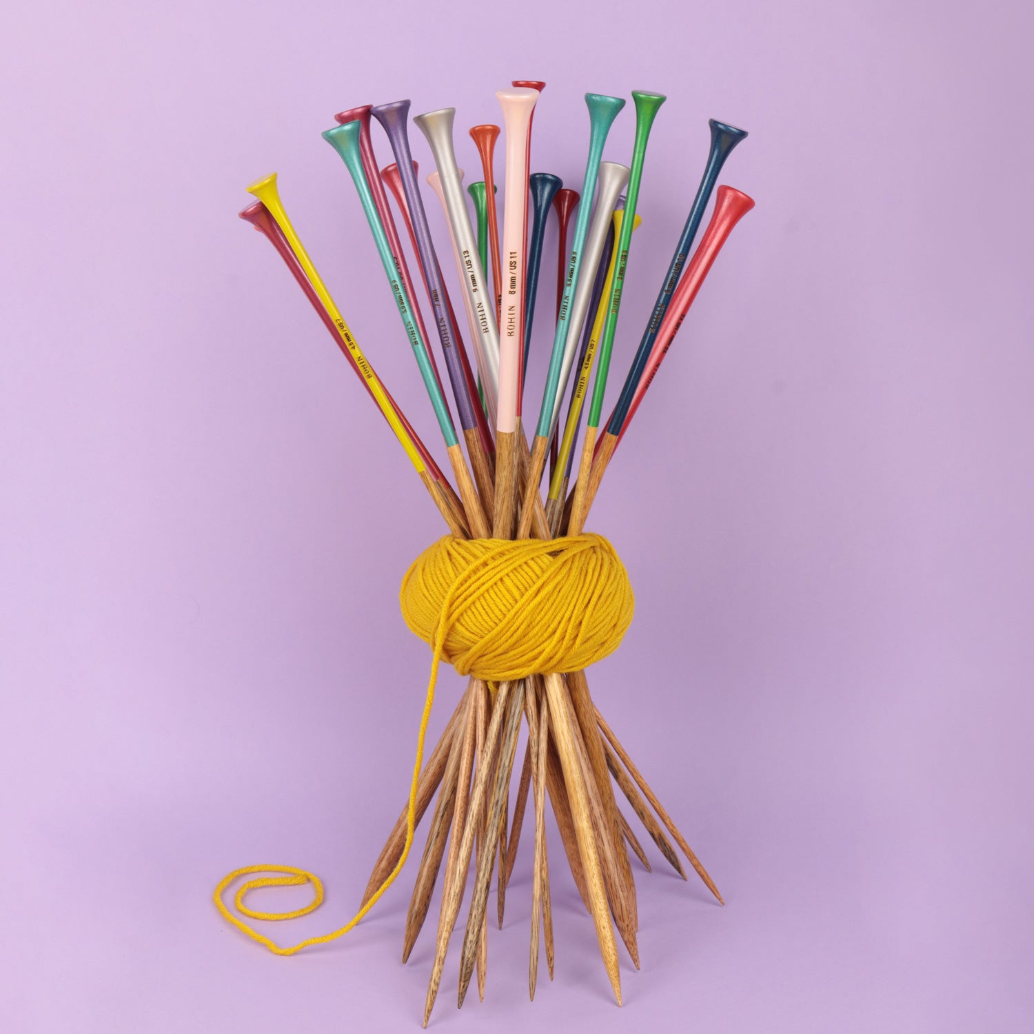 Aiguilles à tricoter - Bois de manguier - 40 cm. - Image 1
