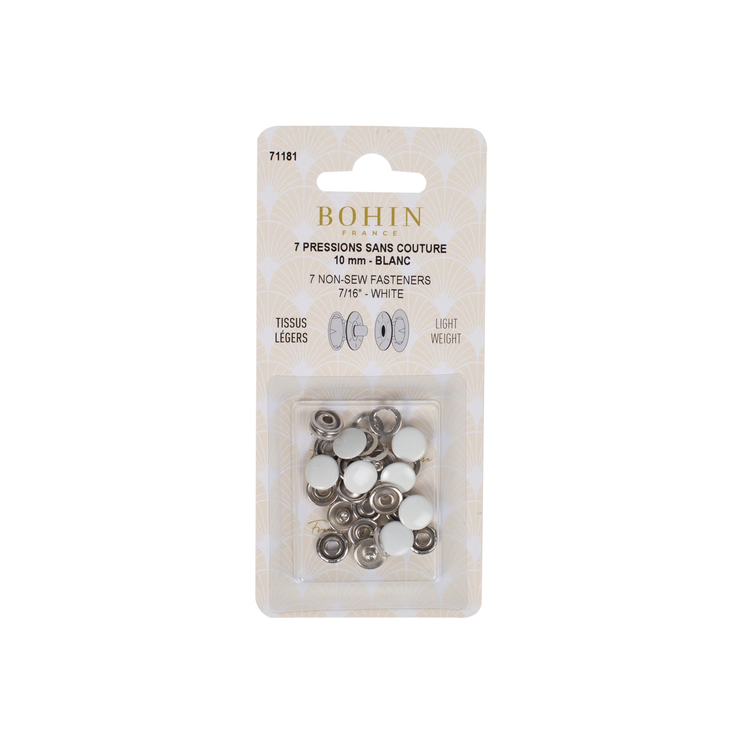 Broches sin costuras para tejidos ligeros - 10 mm