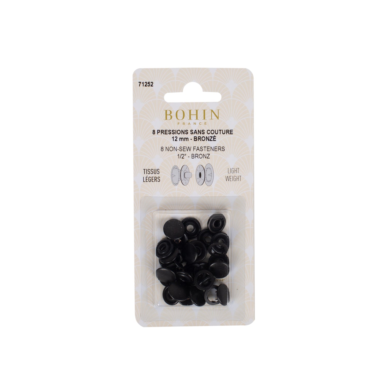 Broches sin costuras para tejidos ligeros - 12 mm