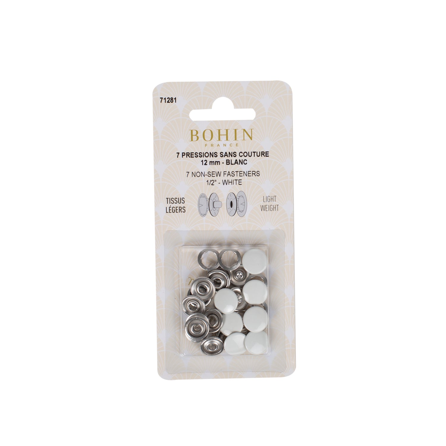 Broches sin costuras para tejidos ligeros - 12 mm