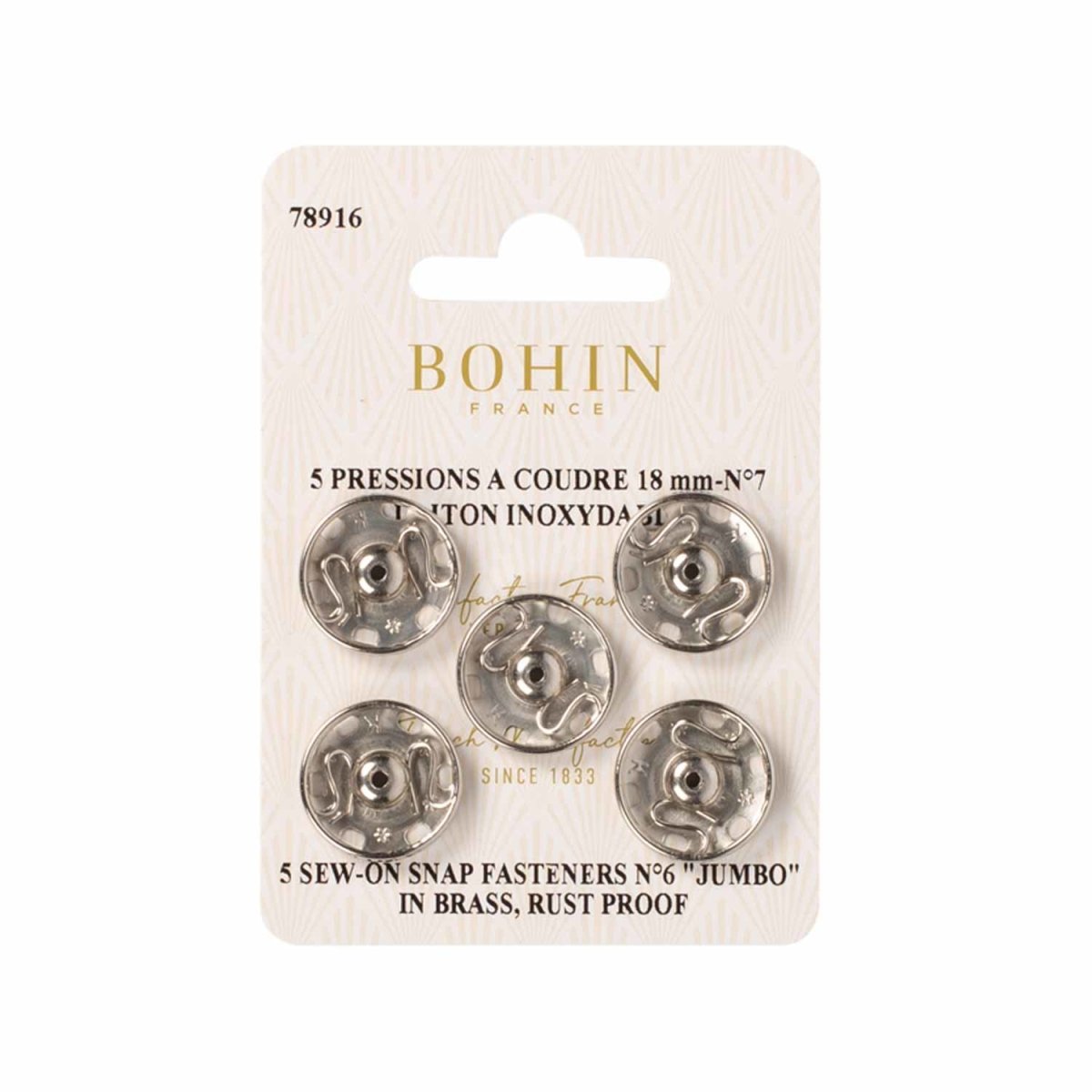 Pressions à coudre - Argent