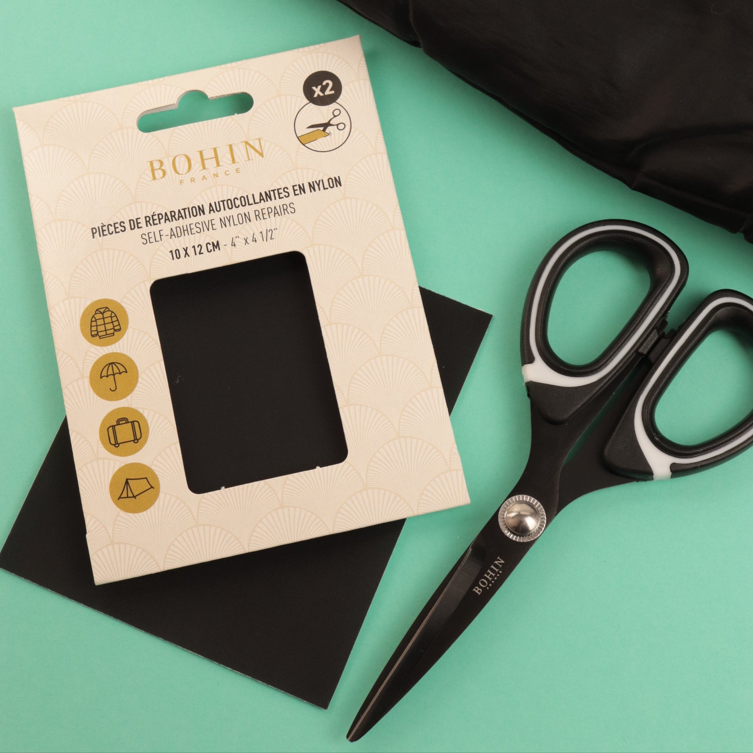 Self-adhesive nylons - 10 x 12 cm - 100% Polyamide - 24 colors - Blister pack x2