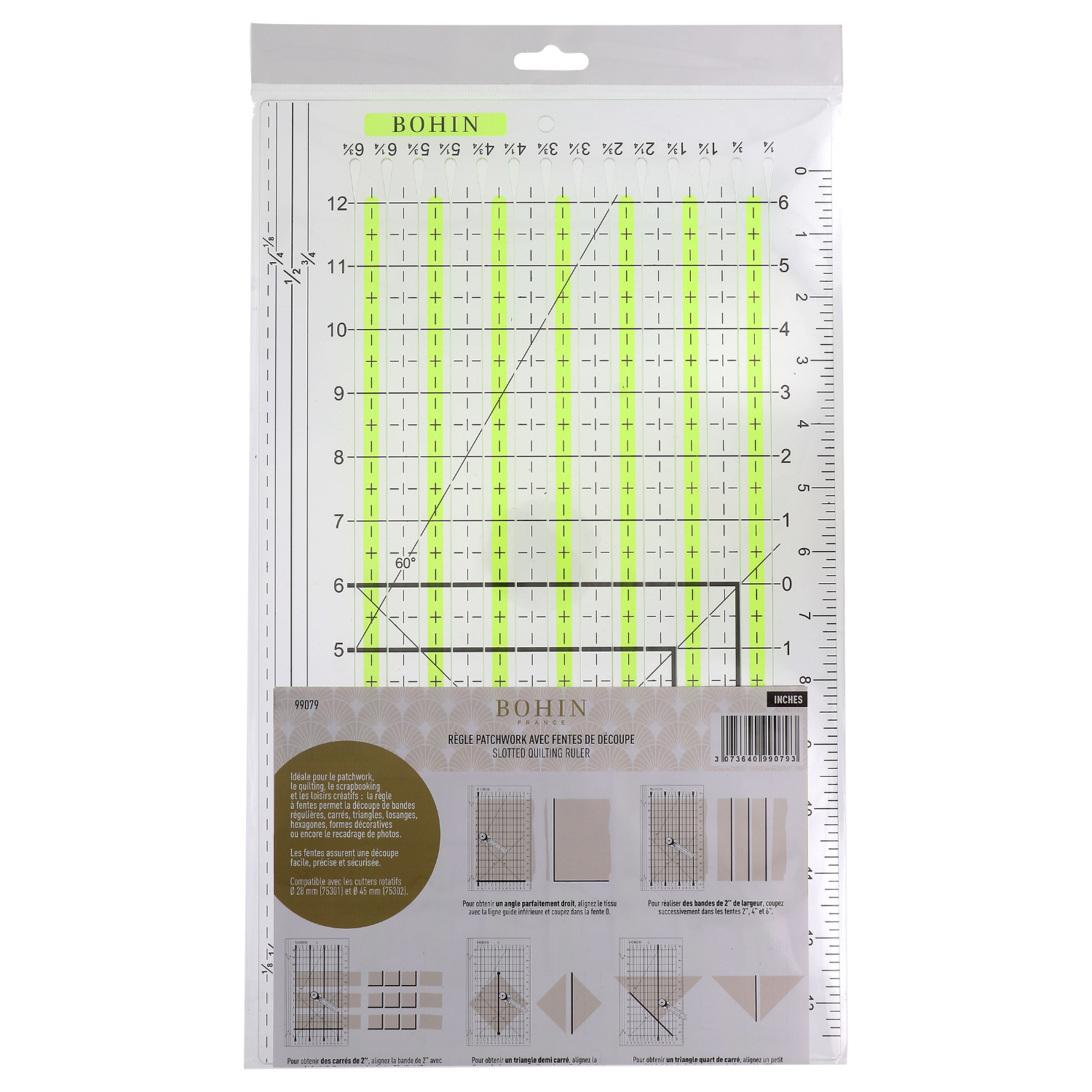 Règles de patchwork avec fentes de découpe