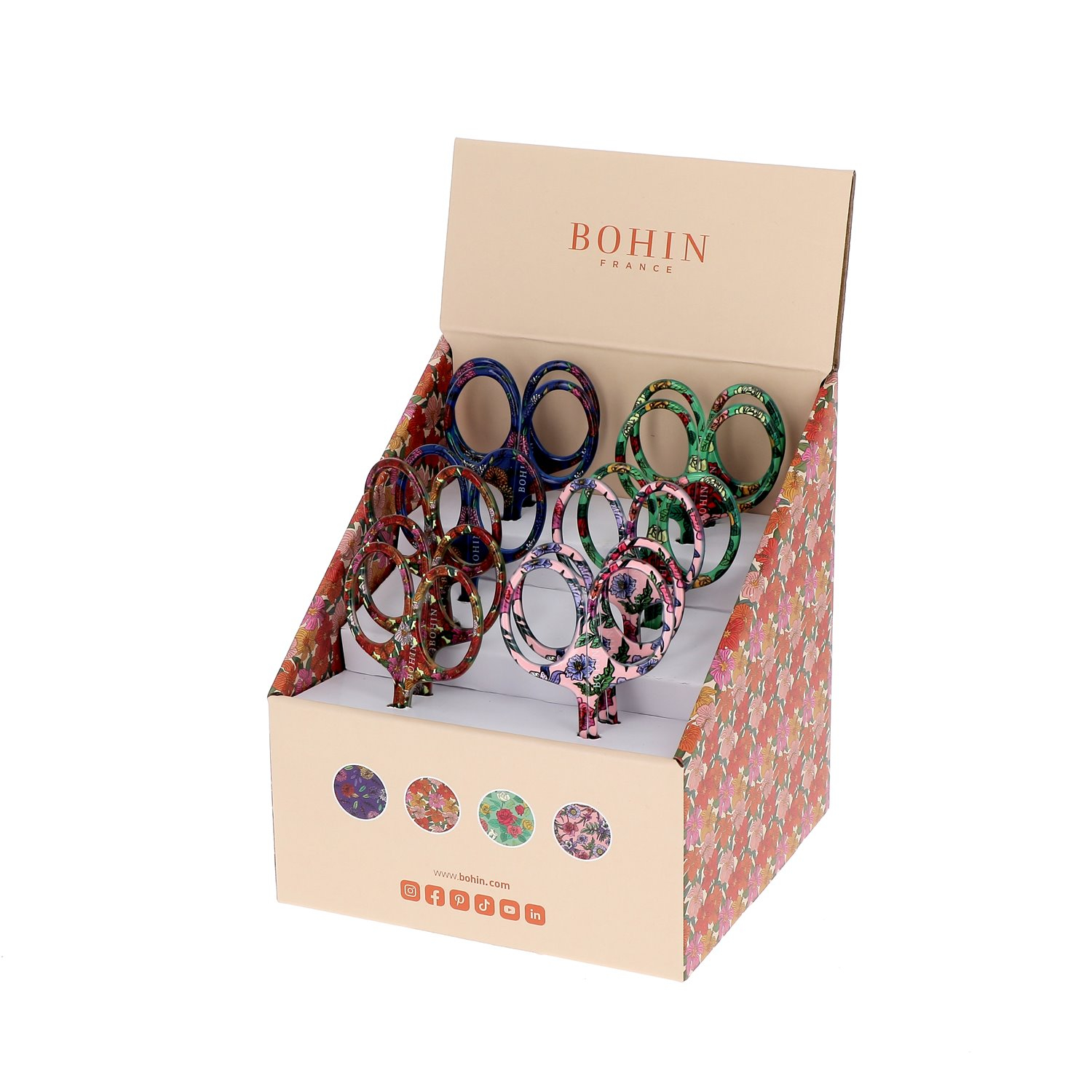 Ciseaux de broderie fantaisie - Collection Blossom - 4 couleurs - Présentoir x12