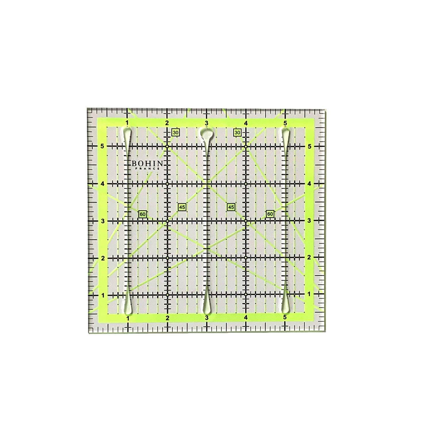 Règle de patchwork avec fentes de découpe - graduation en inches