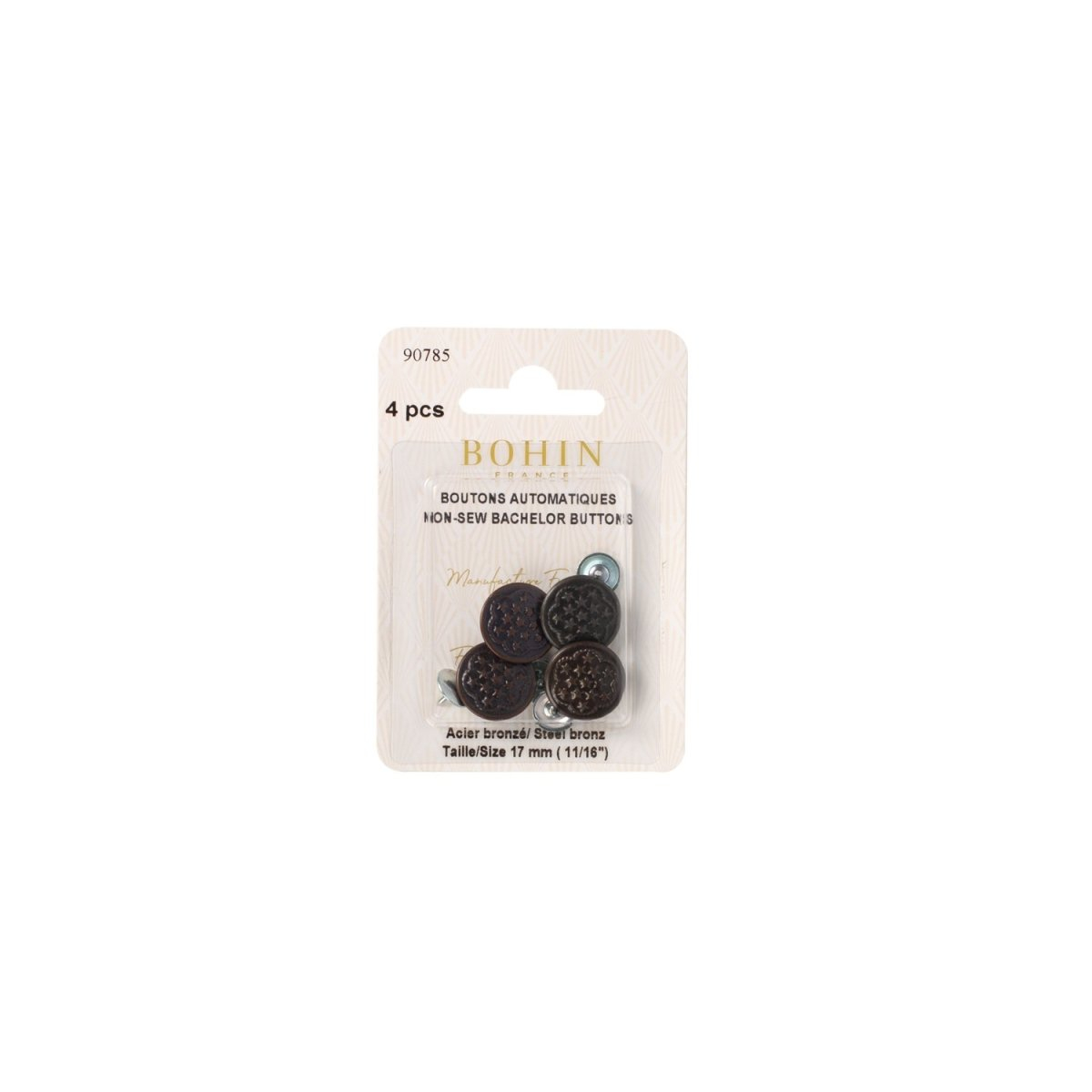 4 bronze-coloured bachelor buttons, 17 mm diameter