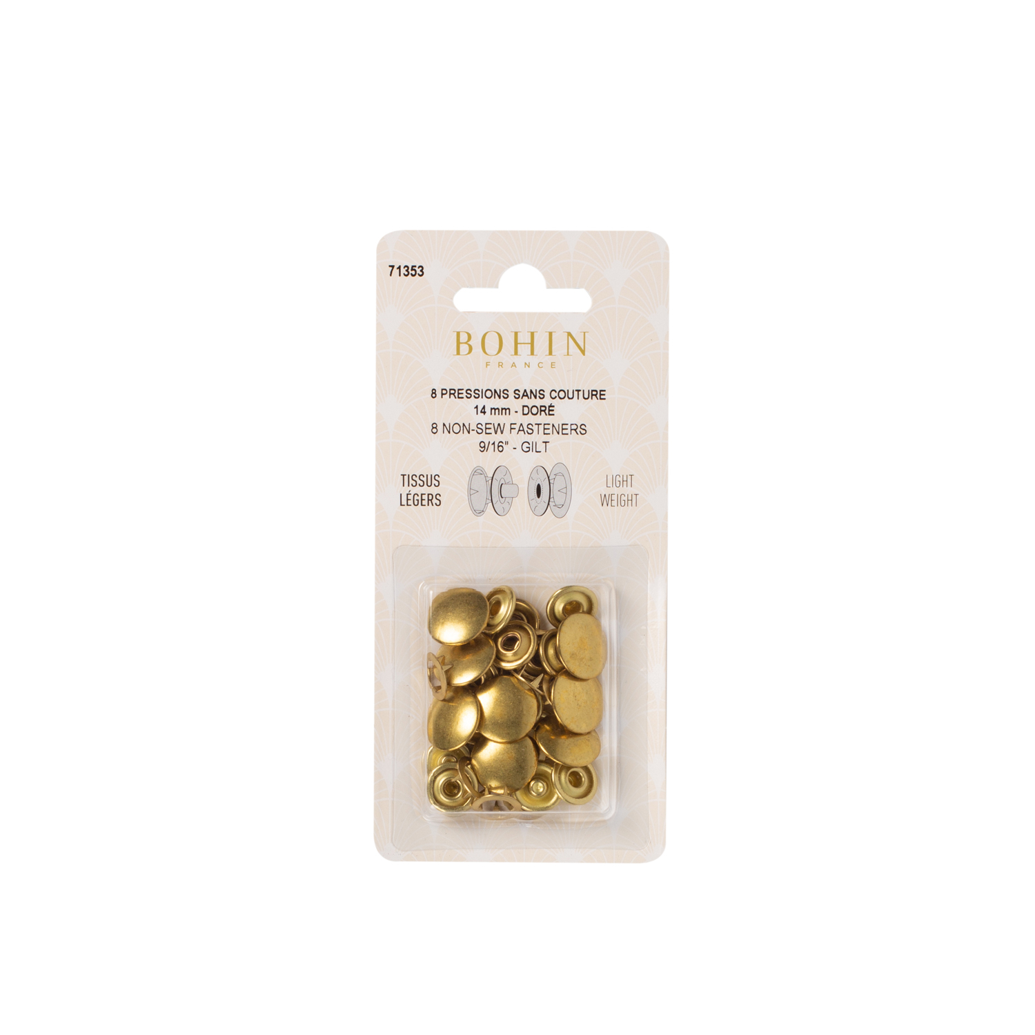 Recharge de boutons pression "métal" pour tissus légers sans couture