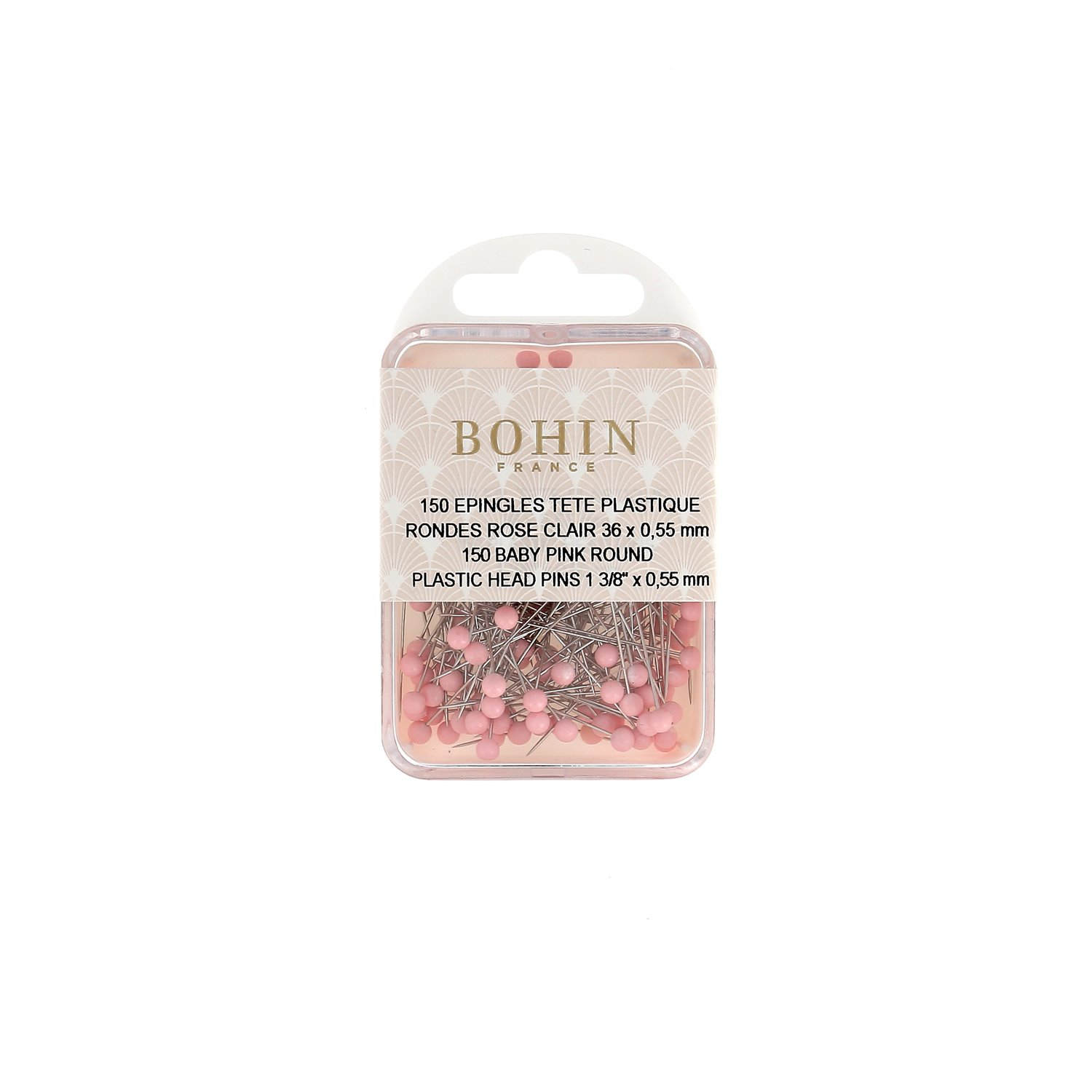 Épingles à tête plastique rose/fuchsia - rondes, pastilles, étoiles - 42 x 0.55 mm - Blister x100