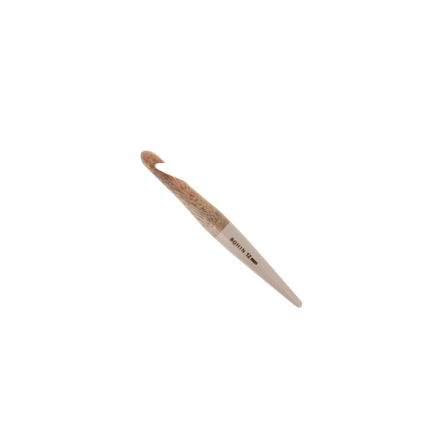 Crochet - Bois de manguier - 15 cm - N°12 - Beige - Blister x1