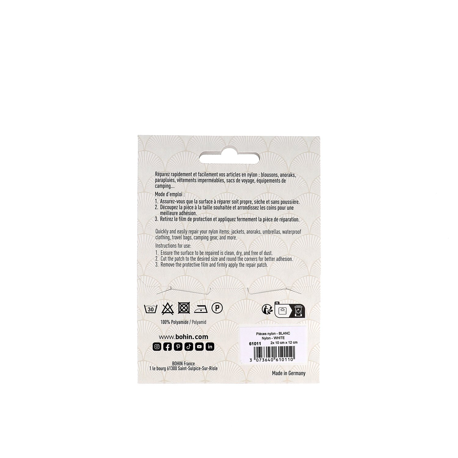 Nylons autocollants - 10 x 12 cm - 100% Polyamide - 24 couleurs - Blister x2