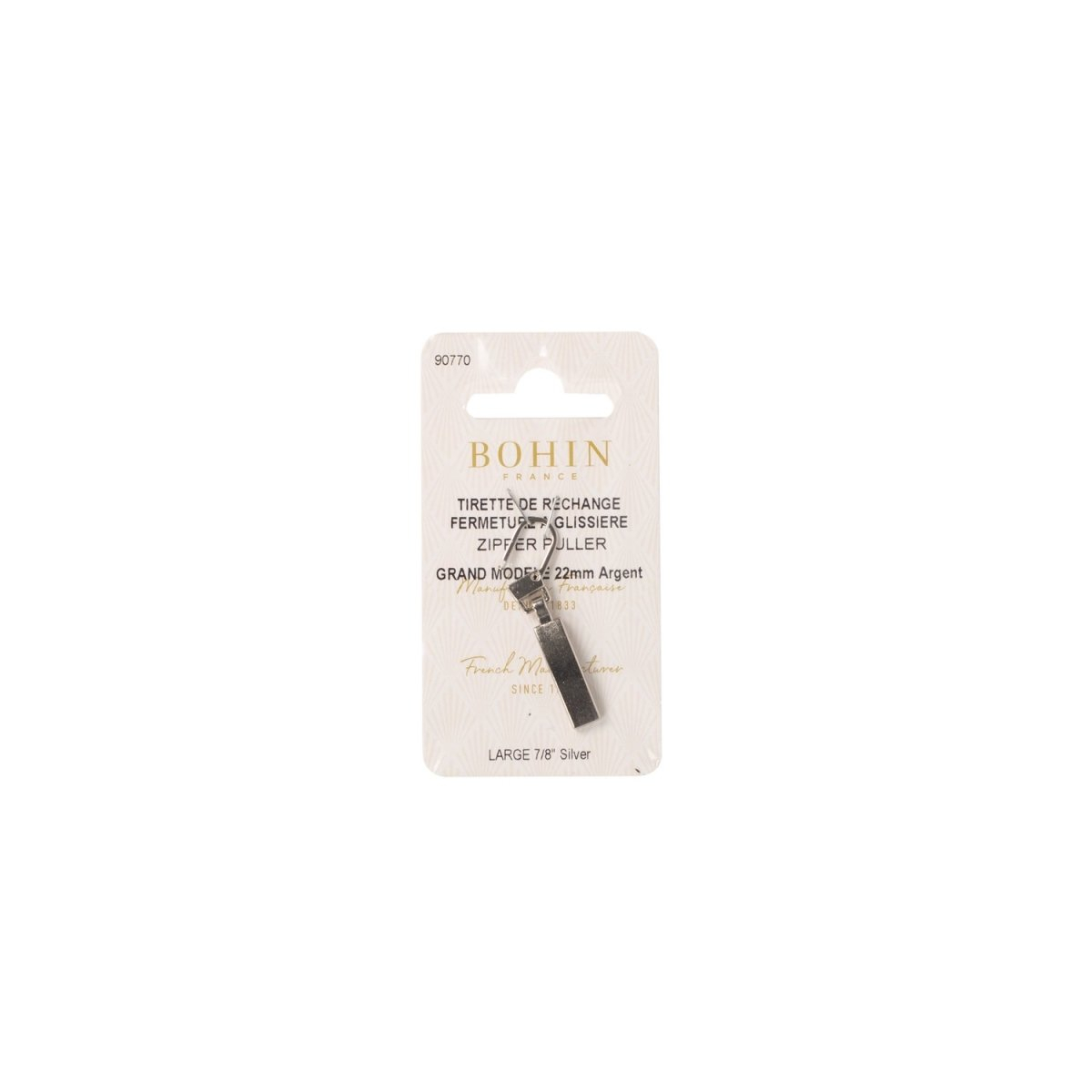 Replacement zip pull-tab - 40 mm x 0.5 mm, silver-coloured,