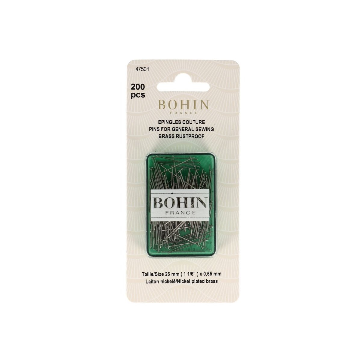 Box of 500 g of brass pins No.  3/0
