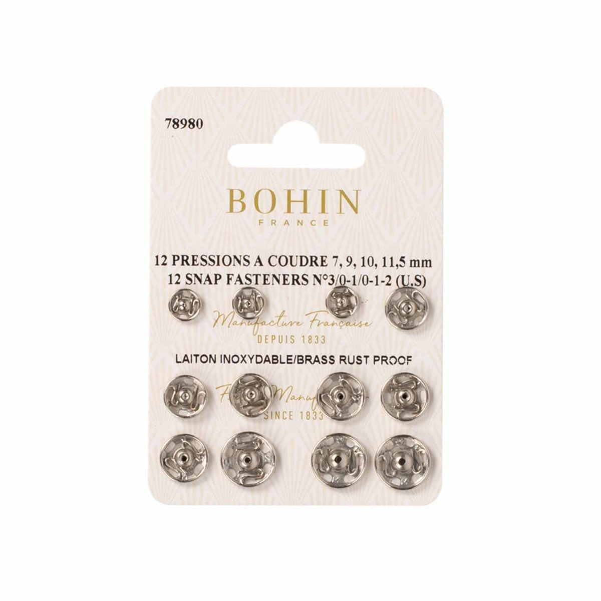 4 sizes press studs assortment