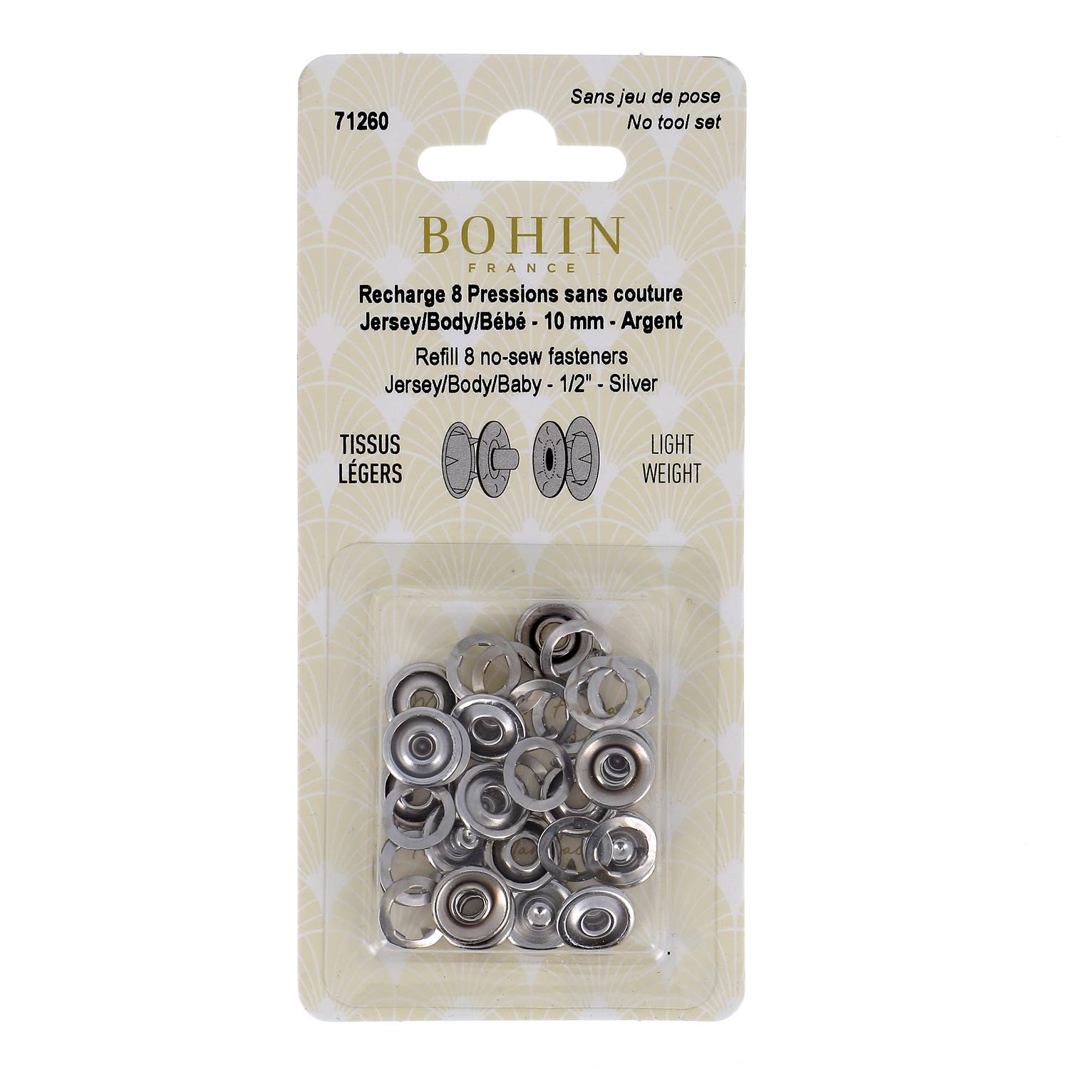 Recharge de boutons pression à griffe pour tissus légers et extensibles