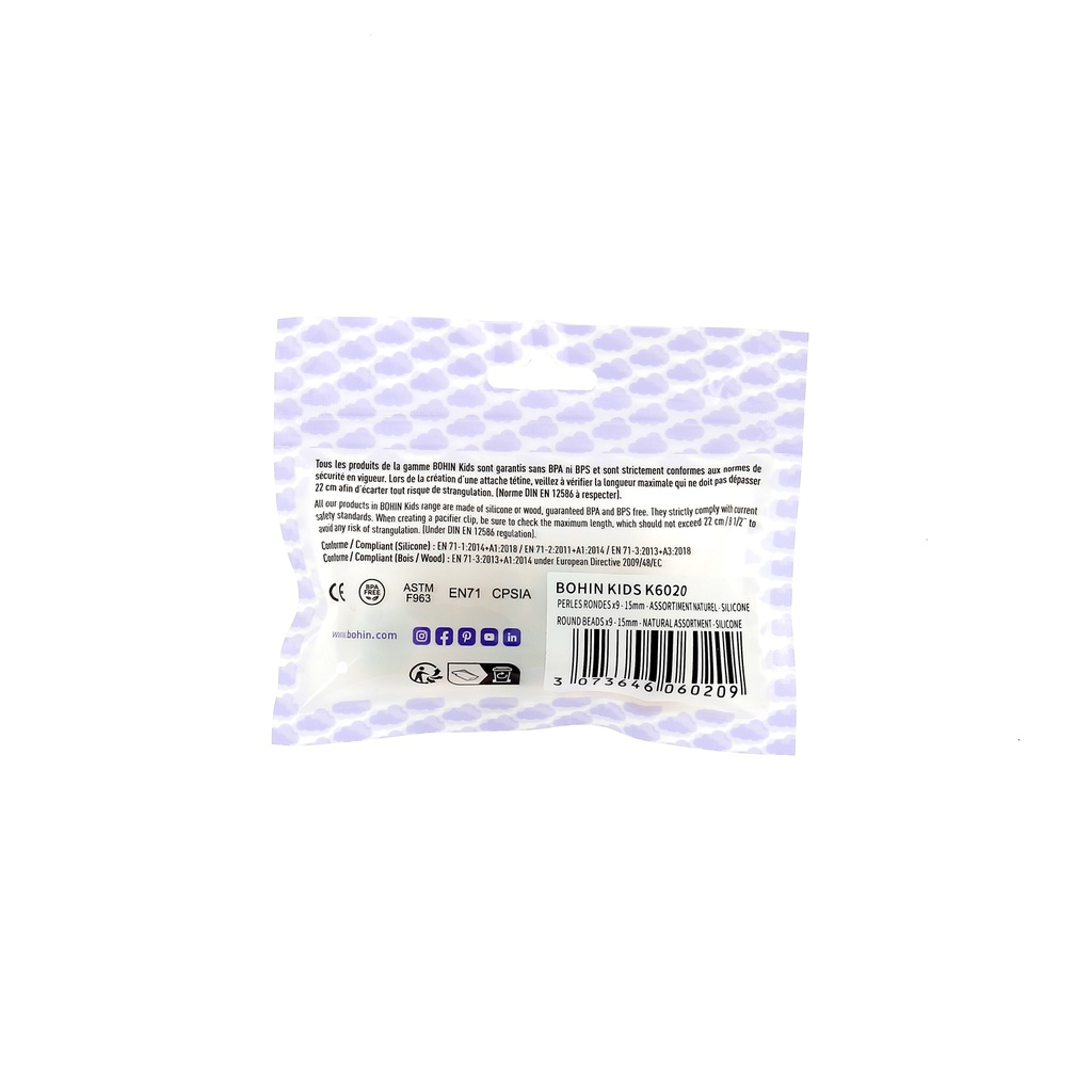 Perles rondes en silicone 15mm