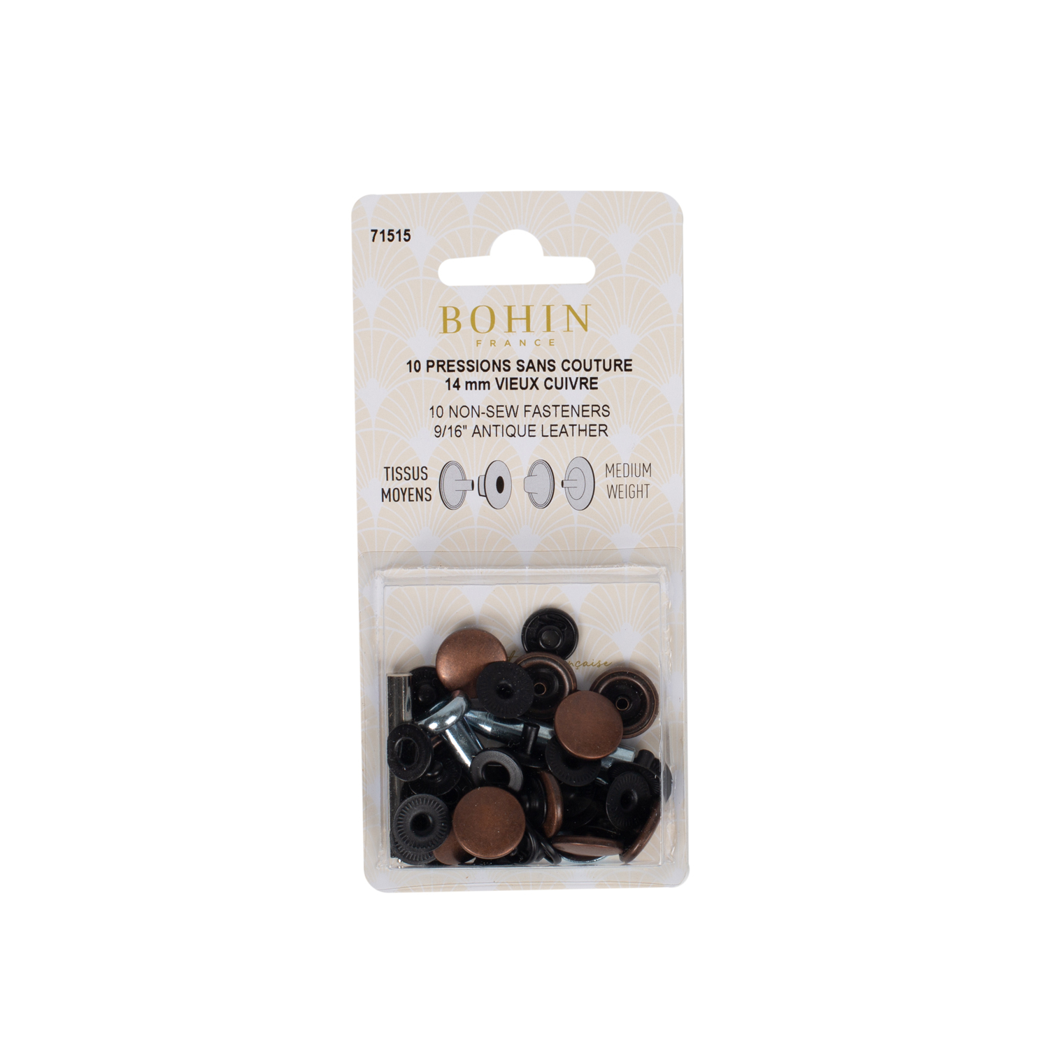 Boutons pression pour tissus moyens sans couture