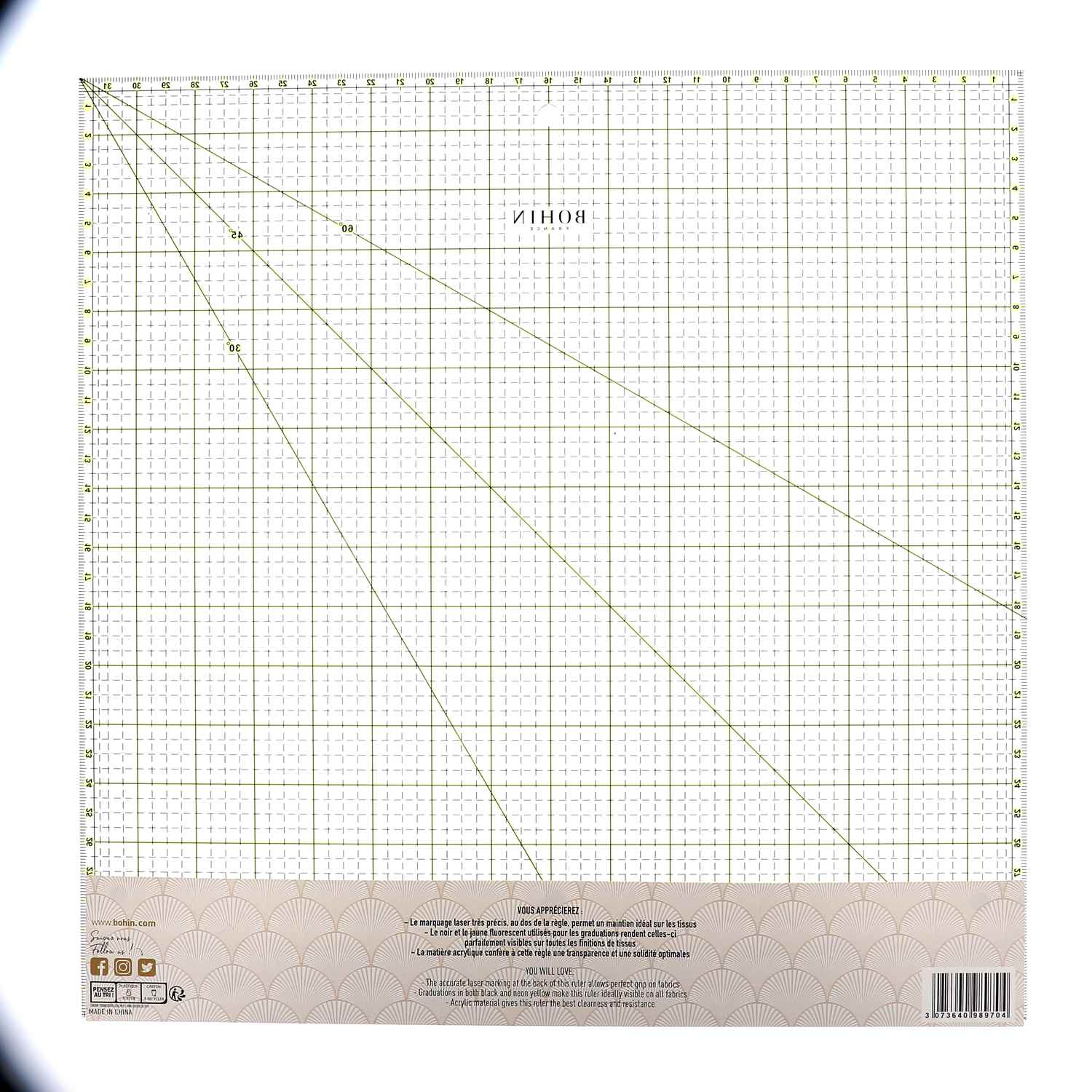 Règle carrée pour le patchwork robuste