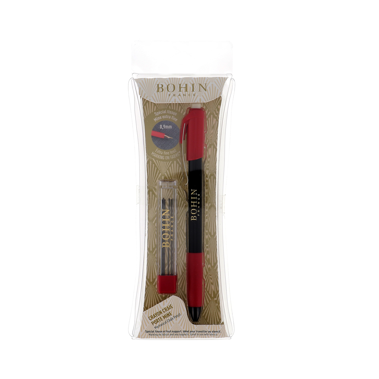 Crayon craie porte-mine + 6 mines - 3 couleurs - ø 0,9 mm
