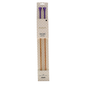 Aiguilles à tricoter - Bois de manguier - 40 cm. - N°7 - Violet - Blister x2
