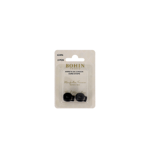 ARRETS DE CORDON 1 trou 18x15mm NOIR blister x2