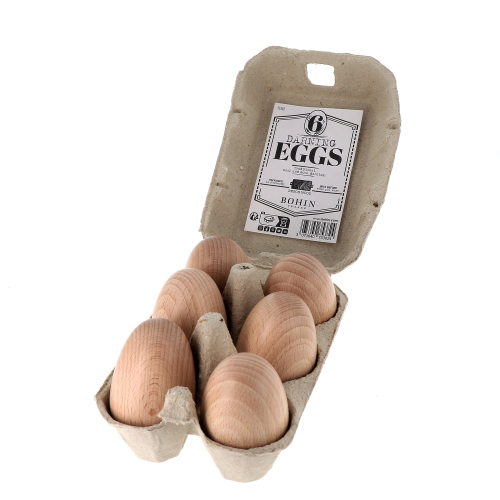 Oeufs à repriser en bois - Boite de 6 (ANG)