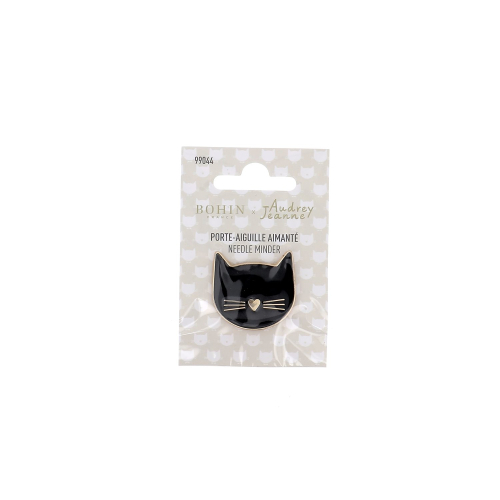 Porte-aiguille Aimanté - BOHIN x Audrey Jeanne - Chat fond noir