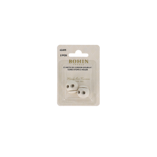 ARRETS DE CORDON 2 trous 18x19mm BLANC blister x2
