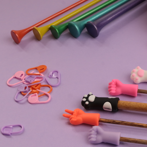Knitting needle point protectors - Hands-shaped - Assorted colors - 3 colors per pack