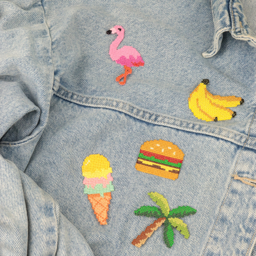 Iron-on patches – Cross-stitch pixel style